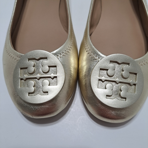 Tory Burch Metallic Gold Ballet Flats Size 7.5 M - Picture 15 of 16